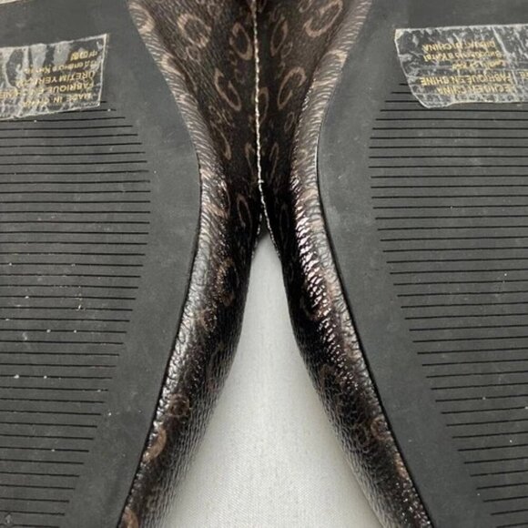 Guess GFMarnie Slingback Flats Women's 6.5 Brown Black Logo Pointed Toe Shoes - Picture 13 of 16